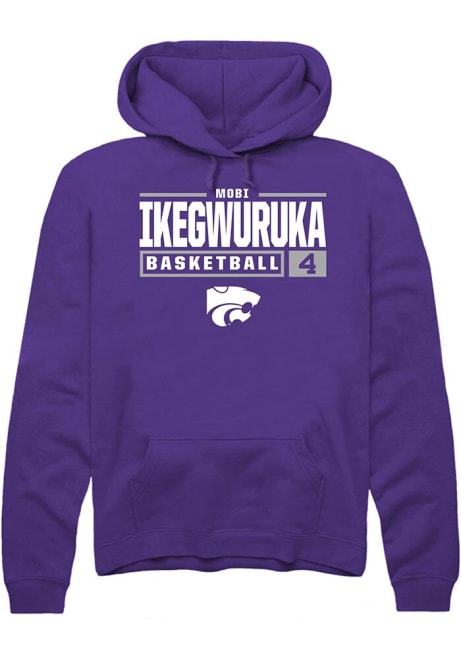 Mobi Ikegwuruka Rally Mens Purple K-State Wildcats NIL Stacked Box Hooded Sweatshirt