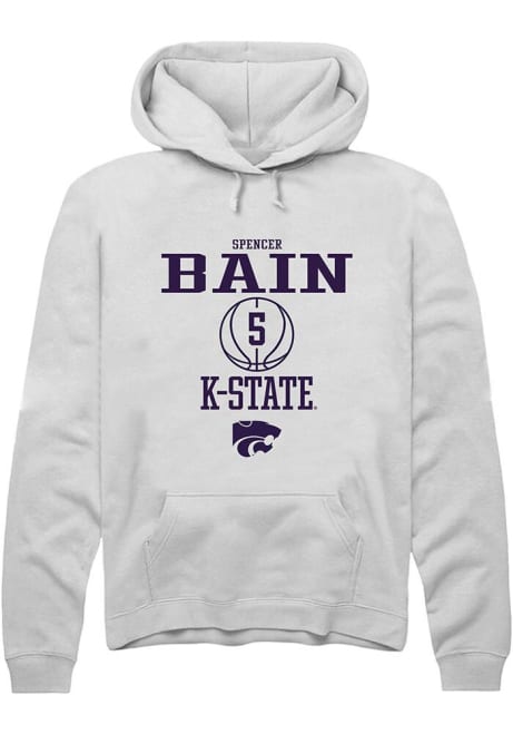 Spencer Bain Rally Mens White K-State Wildcats NIL Sport Icon Hooded Sweatshirt