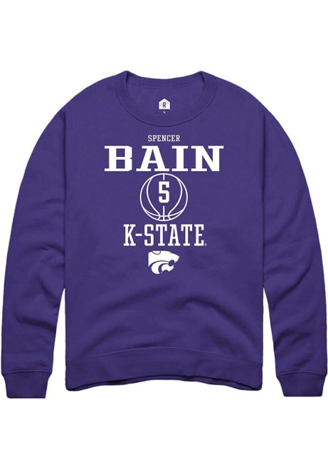 Spencer Bain Rally Mens Purple K-State Wildcats NIL Sport Icon Crew Sweatshirt