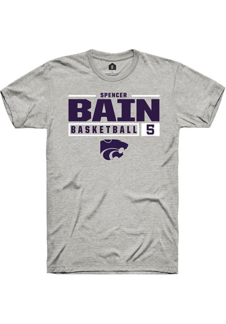 Spencer Bain Ash K-State Wildcats NIL Stacked Box Short Sleeve T Shirt