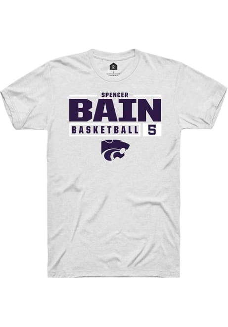 Spencer Bain White K-State Wildcats NIL Stacked Box Short Sleeve T Shirt