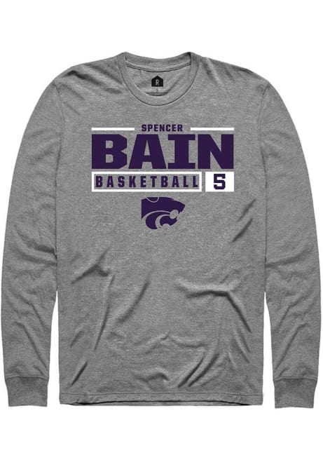 Spencer Bain Rally Mens Graphite K-State Wildcats NIL Stacked Box Tee