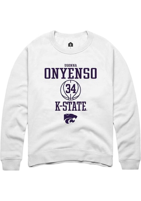 Ugonna Onyenso Rally Mens White K-State Wildcats NIL Sport Icon Crew Sweatshirt