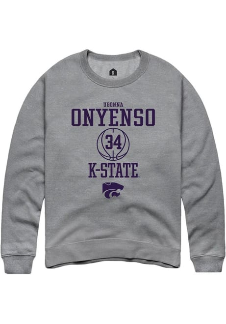 Ugonna Onyenso Rally Mens Graphite K-State Wildcats NIL Sport Icon Crew Sweatshirt