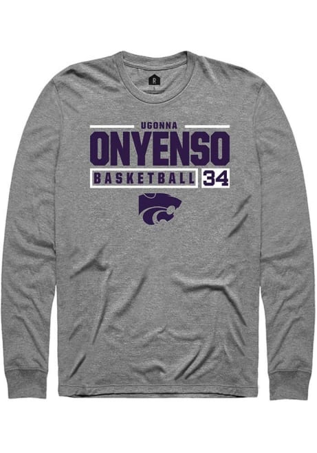 Ugonna Onyenso Rally Mens Graphite K-State Wildcats NIL Stacked Box Tee