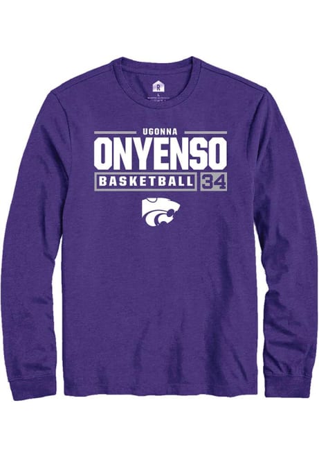 Ugonna Onyenso Rally Mens Purple K-State Wildcats NIL Stacked Box Tee