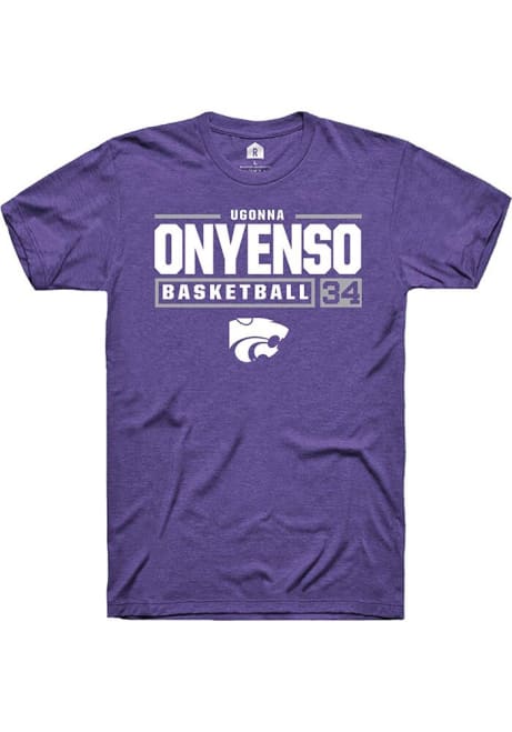 Ugonna Onyenso Purple K-State Wildcats NIL Stacked Box Short Sleeve T Shirt