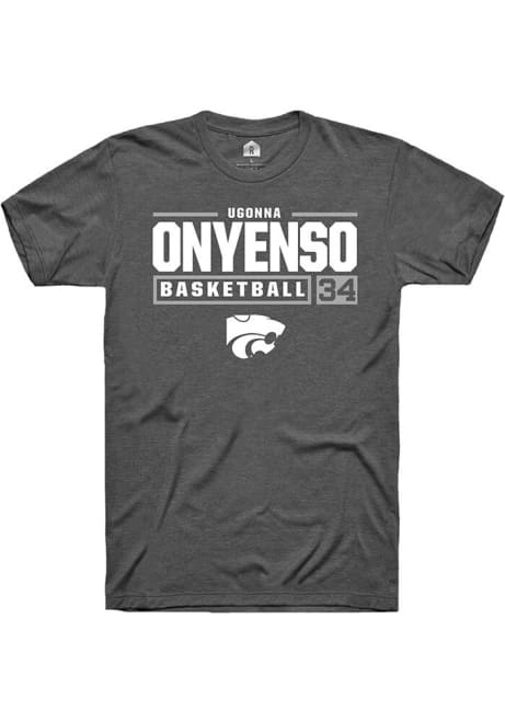 Ugonna Onyenso Dark Grey K-State Wildcats NIL Stacked Box Short Sleeve T Shirt