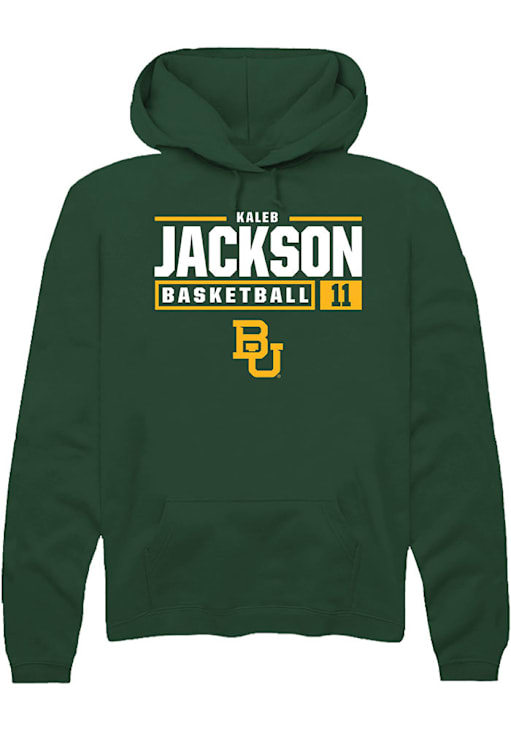 Kaleb Jackson Baylor Bears Mens DARKGREEN NIL Stacked Box Hoodie
