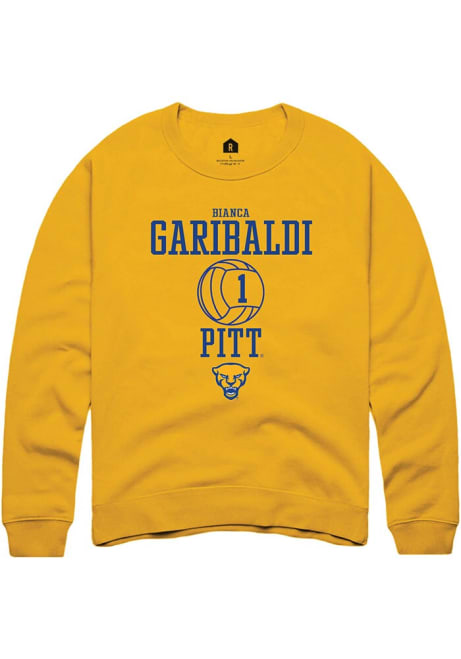 Bianca Garibaldi Rally Mens Gold Pitt Panthers NIL Sport Icon Crew Sweatshirt