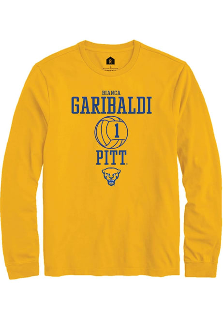 Bianca Garibaldi Rally Mens Gold Pitt Panthers NIL Sport Icon Tee