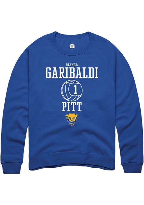 Bianca Garibaldi Rally Mens Blue Pitt Panthers NIL Sport Icon Crew Sweatshirt