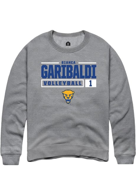 Bianca Garibaldi Rally Mens Graphite Pitt Panthers NIL Stacked Box Crew Sweatshirt