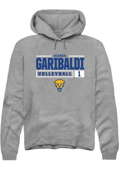 Bianca Garibaldi Rally Mens Graphite Pitt Panthers NIL Stacked Box Hooded Sweatshirt