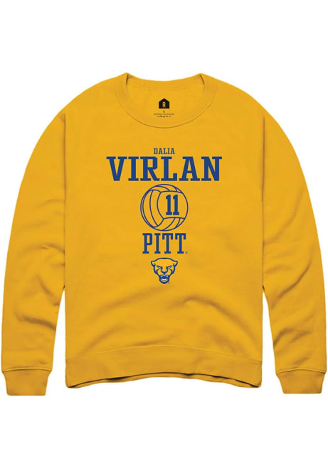 Dalia Virlan Rally Mens Gold Pitt Panthers NIL Sport Icon Crew Sweatshirt