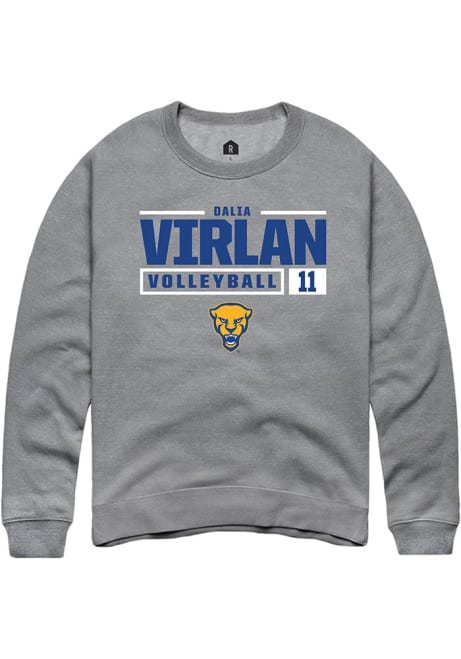 Dalia Virlan Rally Mens Graphite Pitt Panthers NIL Stacked Box Crew Sweatshirt