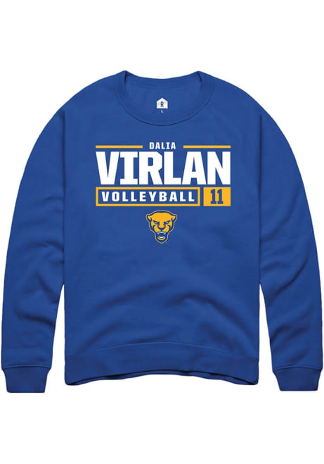 Dalia Virlan Rally Mens Blue Pitt Panthers NIL Stacked Box Crew Sweatshirt