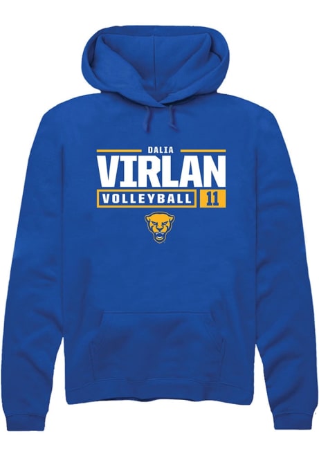 Dalia Virlan Rally Mens Blue Pitt Panthers NIL Stacked Box Hooded Sweatshirt