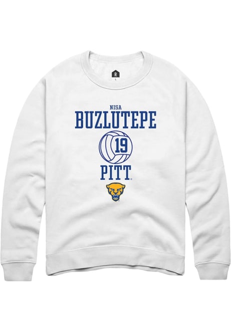 Nisa Buzlutepe Rally Mens White Pitt Panthers NIL Sport Icon Crew Sweatshirt