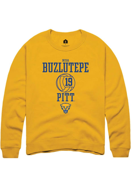 Nisa Buzlutepe Rally Mens Gold Pitt Panthers NIL Sport Icon Crew Sweatshirt