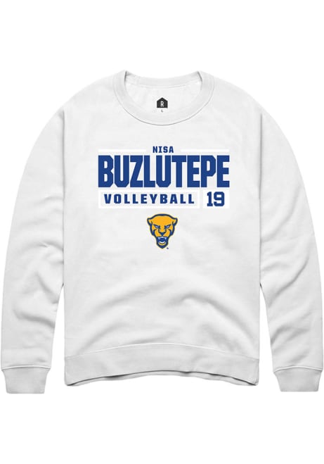 Nisa Buzlutepe Rally Mens White Pitt Panthers NIL Stacked Box Crew Sweatshirt