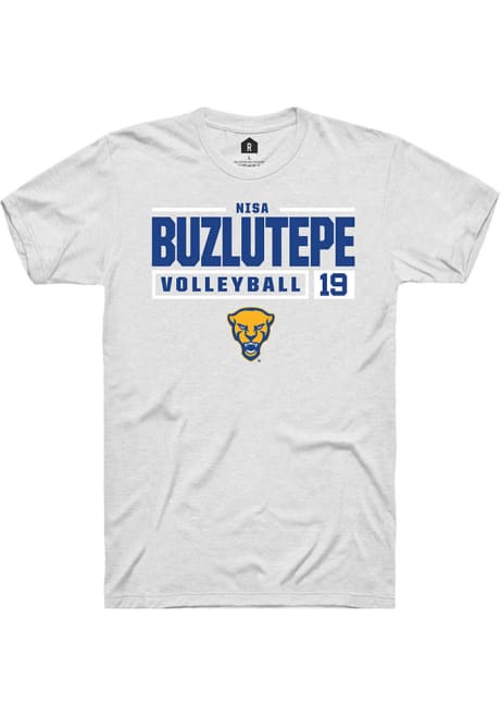 Nisa Buzlutepe White Pitt Panthers NIL Stacked Box Short Sleeve T Shirt