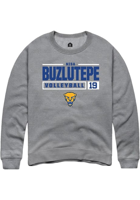 Nisa Buzlutepe Rally Mens Graphite Pitt Panthers NIL Stacked Box Crew Sweatshirt