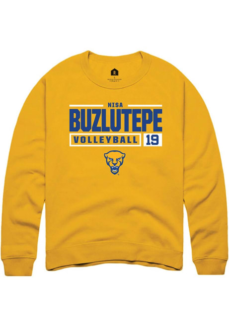 Nisa Buzlutepe Rally Mens Gold Pitt Panthers NIL Stacked Box Crew Sweatshirt