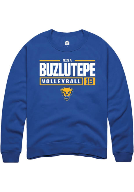 Nisa Buzlutepe Rally Mens Blue Pitt Panthers NIL Stacked Box Crew Sweatshirt