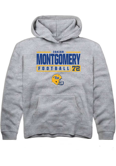 Isaiah  Montgomery Rally Youth Grey Pitt Panthers NIL Stacked Box Long Sleeve Hooded Sweatshirt