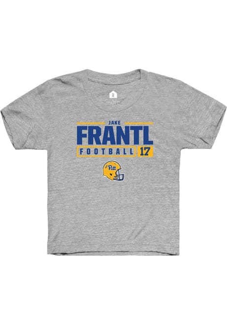 Jake Frantl Rally Youth Grey Pitt Panthers NIL Stacked Box Short Sleeve T-Shirt