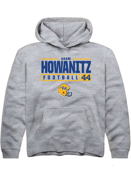 Adam Howanitz Rally Youth Grey Pitt Panthers NIL Stacked Box Long Sleeve Hooded Sweatshirt