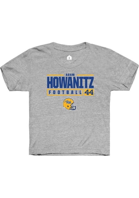 Adam Howanitz Rally Youth Grey Pitt Panthers NIL Stacked Box Short Sleeve T-Shirt