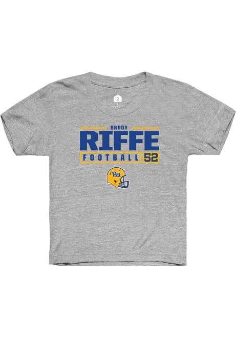 Brody Riffe Rally Youth Grey Pitt Panthers NIL Stacked Box Short Sleeve T-Shirt