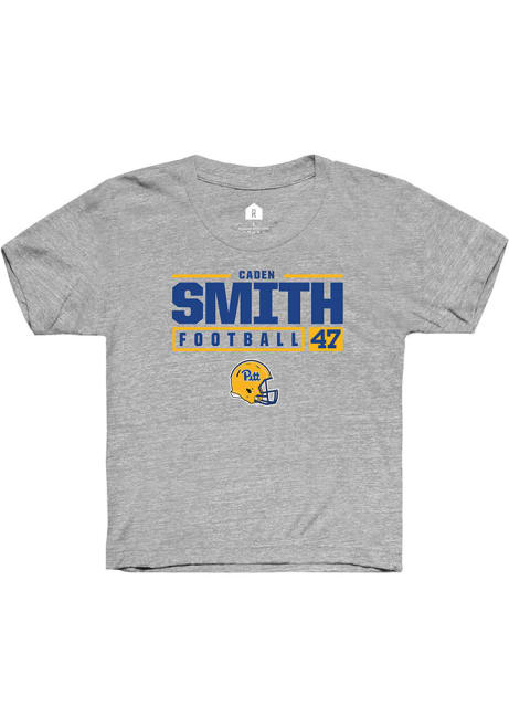 Caden Smith Rally Youth Grey Pitt Panthers NIL Stacked Box Short Sleeve T-Shirt