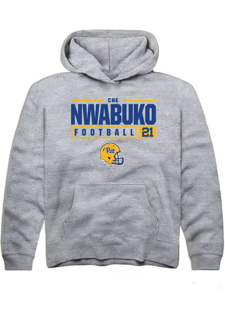 Che Nwabuko Rally Youth Grey Pitt Panthers NIL Stacked Box Long Sleeve Hooded Sweatshirt