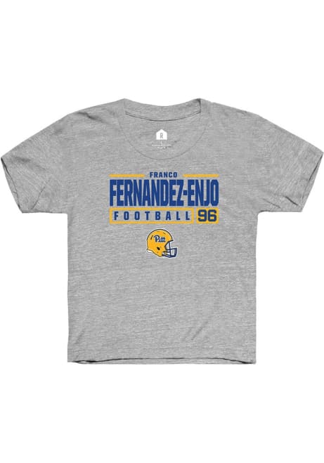 Franco Fernandez-Enjo Rally Youth Grey Pitt Panthers NIL Stacked Box Short Sleeve T-Shirt