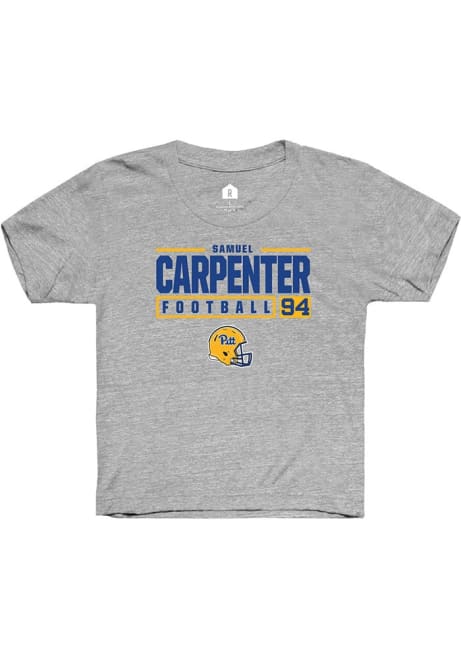 Samuel Carpenter Rally Youth Grey Pitt Panthers NIL Stacked Box Short Sleeve T-Shirt