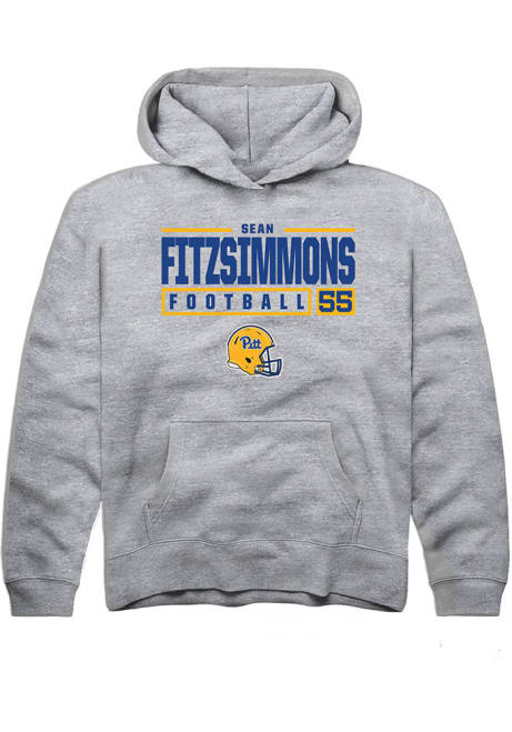 Sean FitzSimmons Rally Youth Grey Pitt Panthers NIL Stacked Box Long Sleeve Hooded Sweatshirt