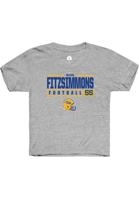 Sean FitzSimmons Rally Youth Grey Pitt Panthers NIL Stacked Box Short Sleeve T-Shirt