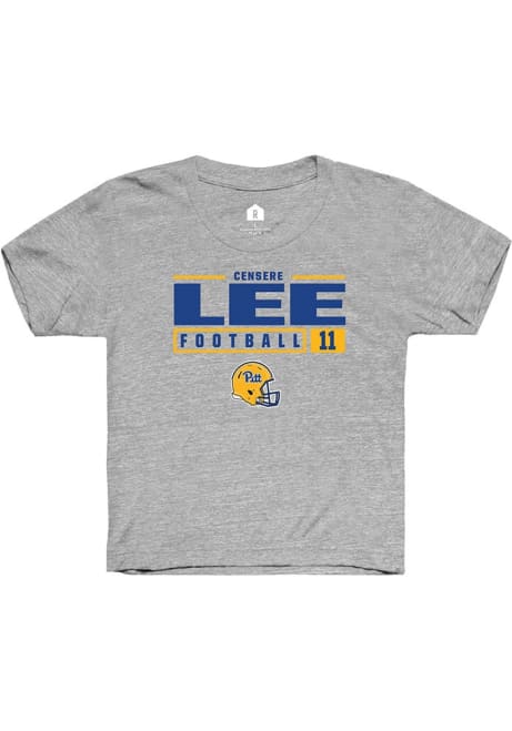 Censere Lee Rally Youth Grey Pitt Panthers NIL Stacked Box Short Sleeve T-Shirt