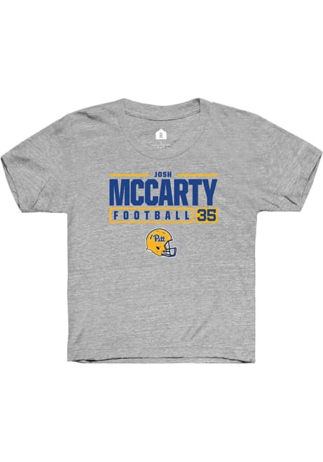 Josh McCarty Rally Youth Grey Pitt Panthers NIL Stacked Box Short Sleeve T-Shirt