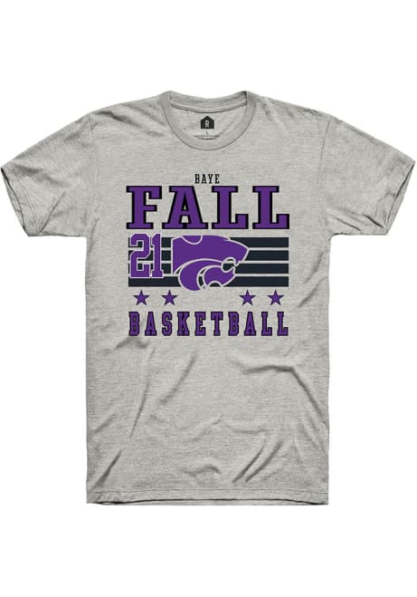 Baye Fall Ash K-State Wildcats NIL Striped Short Sleeve T Shirt