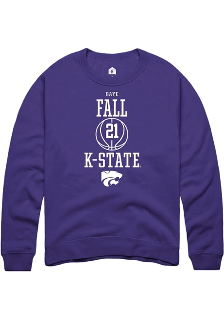 Baye Fall Rally Mens Purple K-State Wildcats NIL Sport Icon Crew Sweatshirt