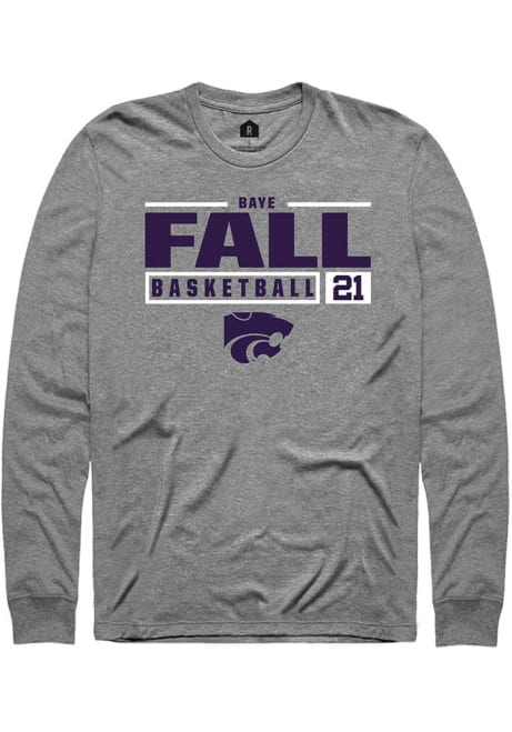 Baye Fall Rally Mens Graphite K-State Wildcats NIL Stacked Box Tee