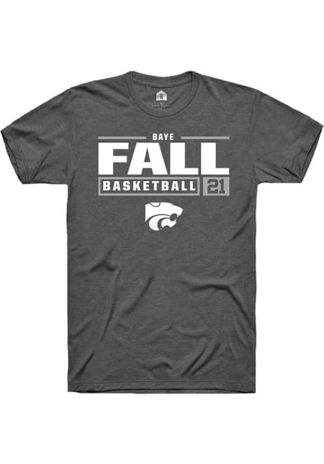 Baye Fall Grey K-State Wildcats NIL Stacked Box Short Sleeve T Shirt