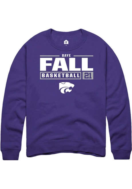 Baye Fall Rally Mens Purple K-State Wildcats NIL Stacked Box Crew Sweatshirt