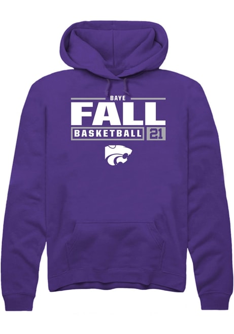 Baye Fall Rally Mens Purple K-State Wildcats NIL Stacked Box Hooded Sweatshirt