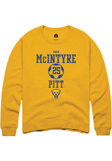 Eben McIntyre Rally Mens Gold Pitt Panthers NIL Sport Icon Crew Sweatshirt