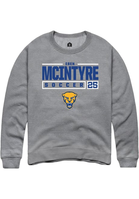 Eben McIntyre Rally Mens Graphite Pitt Panthers NIL Stacked Box Crew Sweatshirt